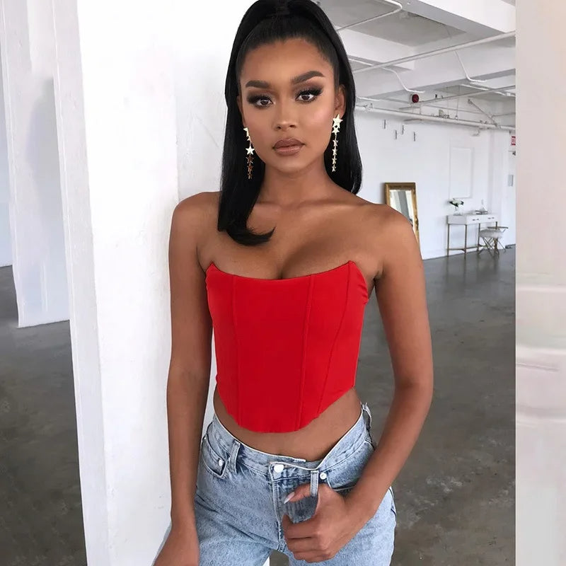 Cropped Corset Velvet Fashion