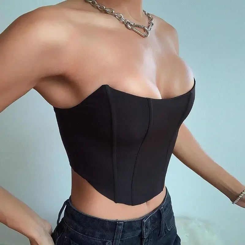 Cropped Corset Velvet Fashion
