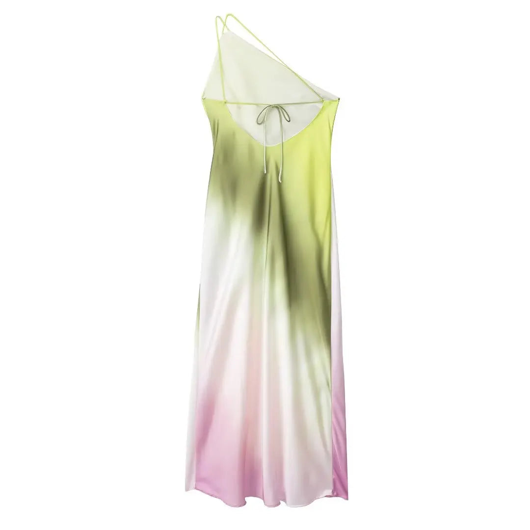 Vestido Midi Tie Dye em Cetim