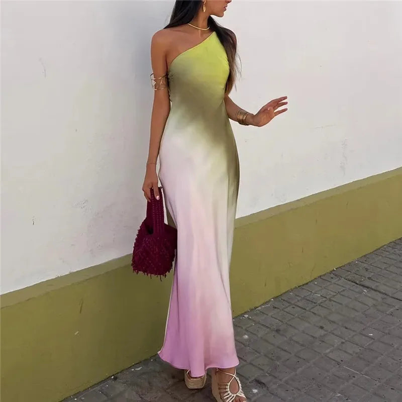Vestido Midi Tie Dye em Cetim