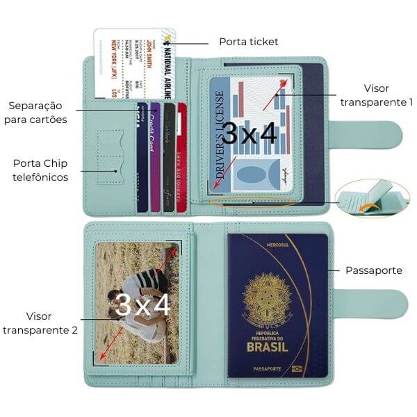 Carteira para Passaporte Slim Travel