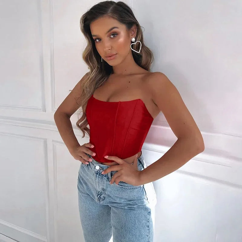 Cropped Corset Velvet Fashion