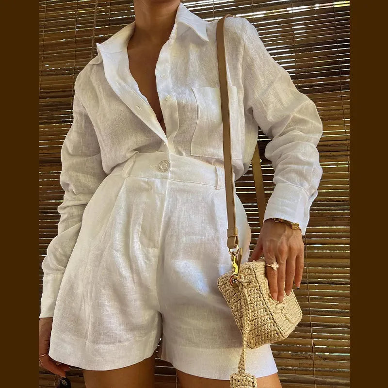 Conjunto Verão Mariana em Linho [Camisa + Shorts]
