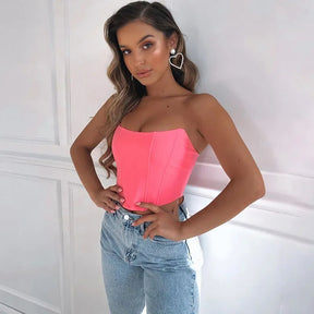 Cropped Corset Velvet Fashion