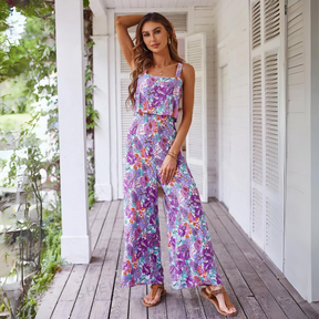 Macacão Feminino sem Mangas Estampa Floral