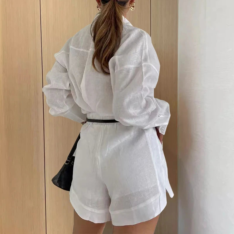 Conjunto Verão Mariana em Linho [Camisa + Shorts]