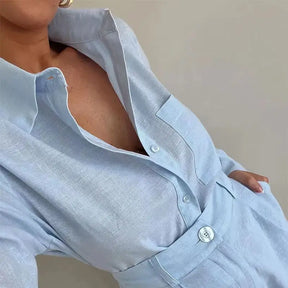 Conjunto Verão Mariana em Linho [Camisa + Shorts]