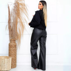 Calça Pantalona em Courino