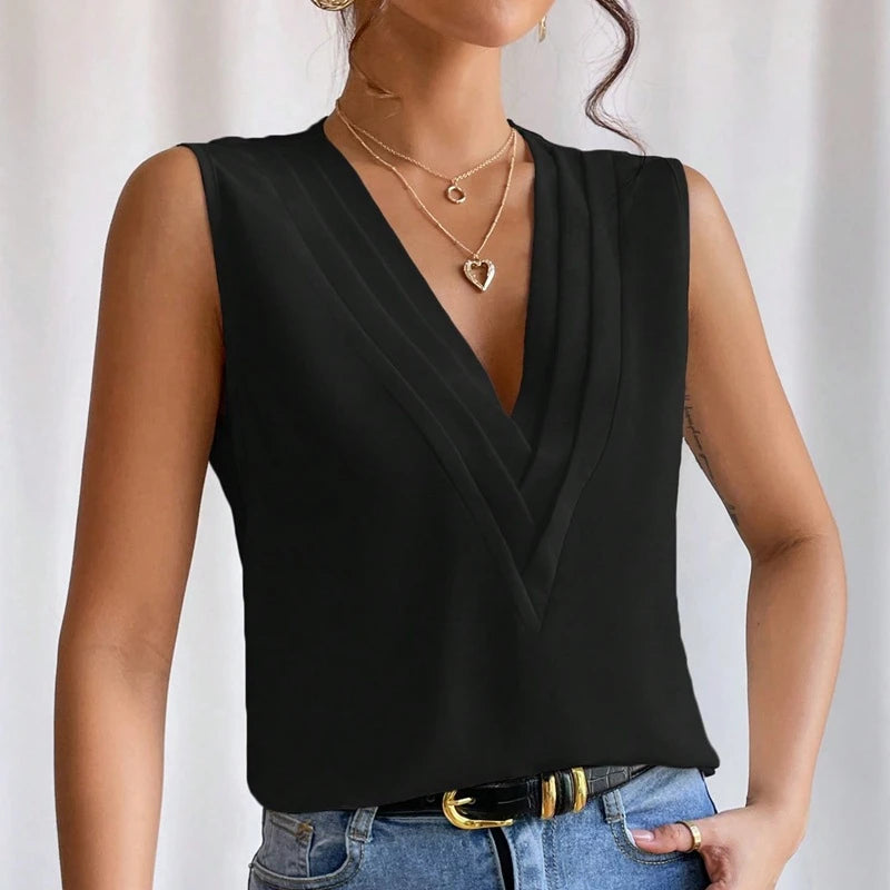 Regata Casual Decote Plissado em V