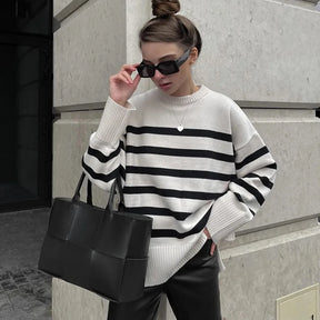 Suéter Feminino Oversized Listrado