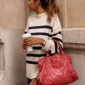 Suéter Feminino Oversized Listrado
