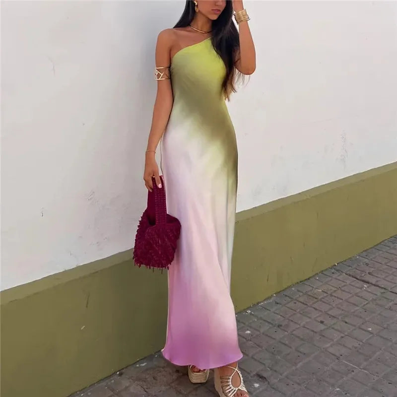 Vestido Midi Tie Dye em Cetim