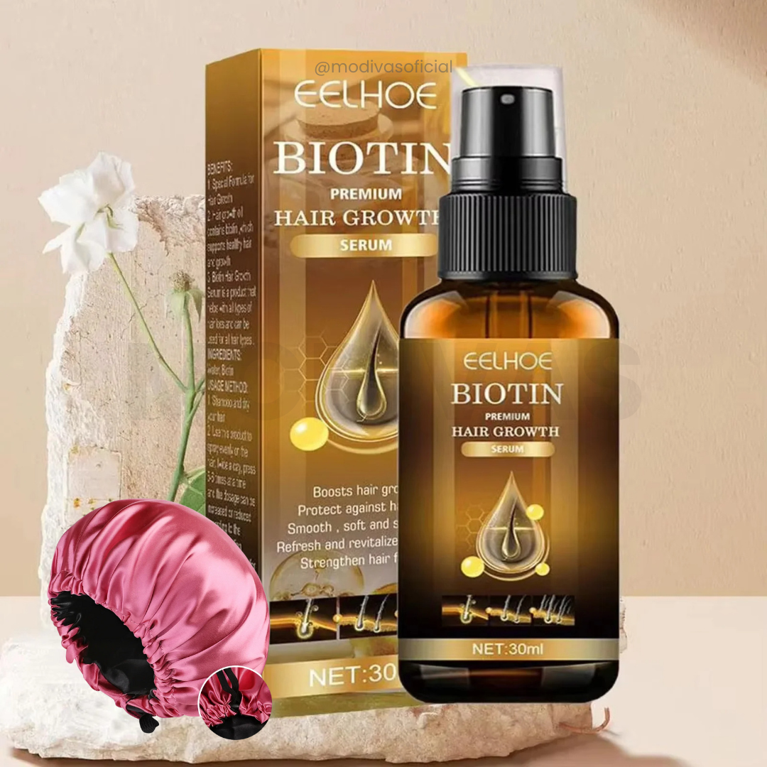 Tônico Capilar Biotina Premium + Touca de Cetim [Combo HAIR POWER]
