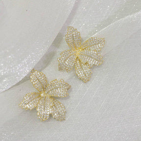 Brinco Pétalas de Flores Zircônia Cúbica